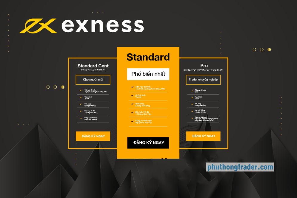 Tài khoản Standard được sử dụng nhiều nhất trên Exness