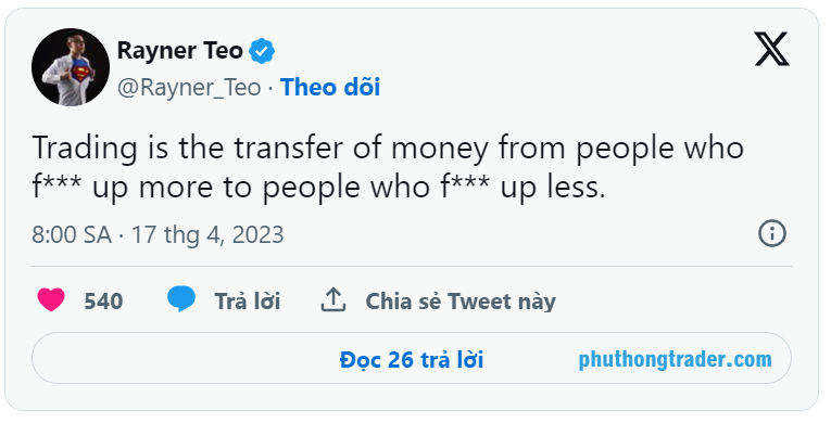 Rayner Teo là một trong những trader nổi tiếng và có ảnh hưởng nhất trên Twitter. 